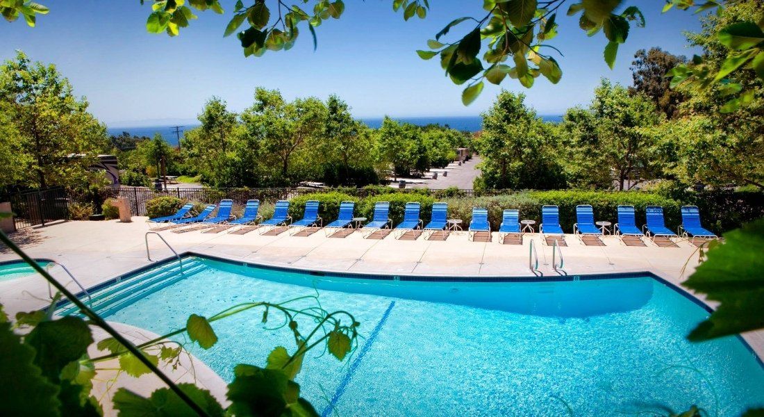 @Ocean Mesa Campground at El Capitan Canyon campground with a pool and Pacific Ocean view