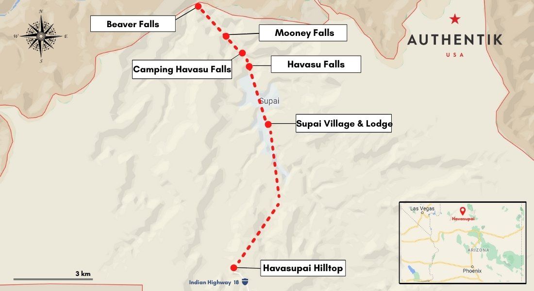 Vistie d'Havasu falls carte 
