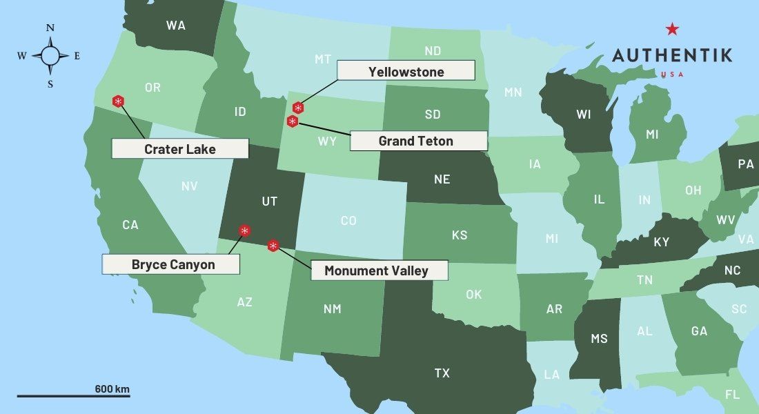 paysages hiver ouest américain carte