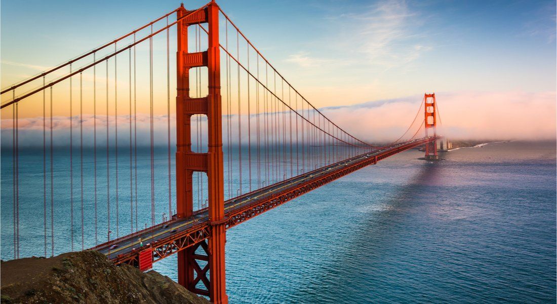 San Francisco's red Golden Gate Bridge 