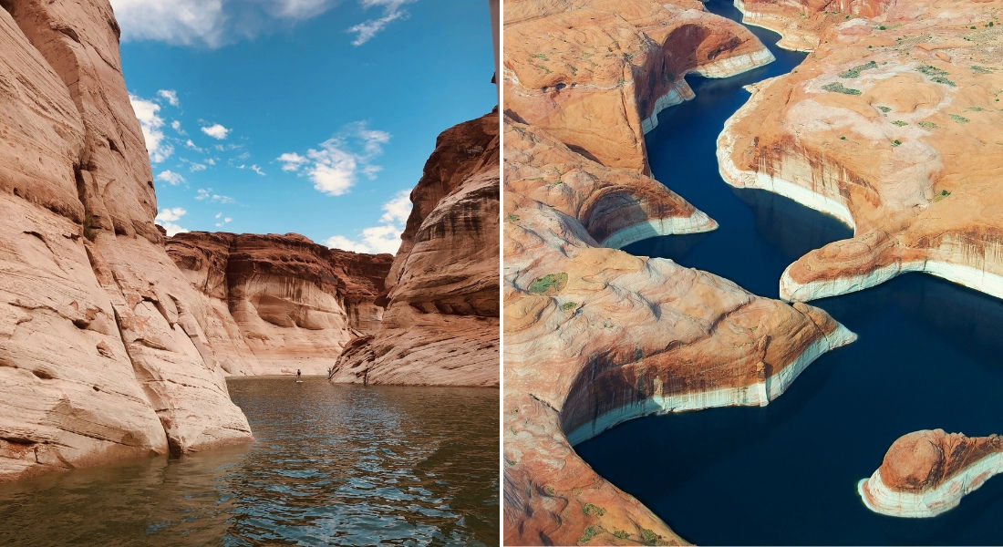 Lac Powell Vue aérienne et sur l'eau du lac powell