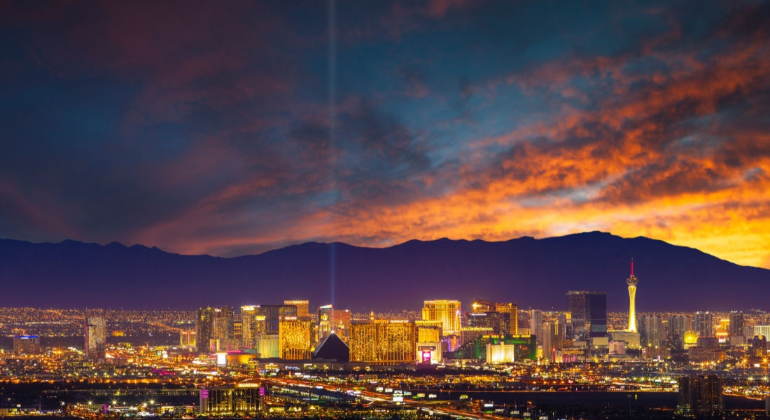 Circuit d'une semaine aux USA Coucher du soleil sur la ville de Las Vegas