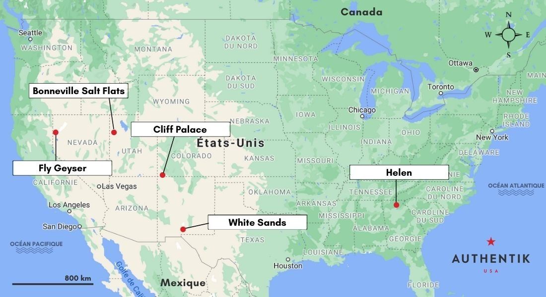 carte lieux atypiques USA