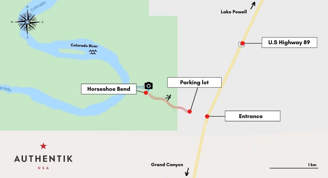 visiting Horseshoe bend map