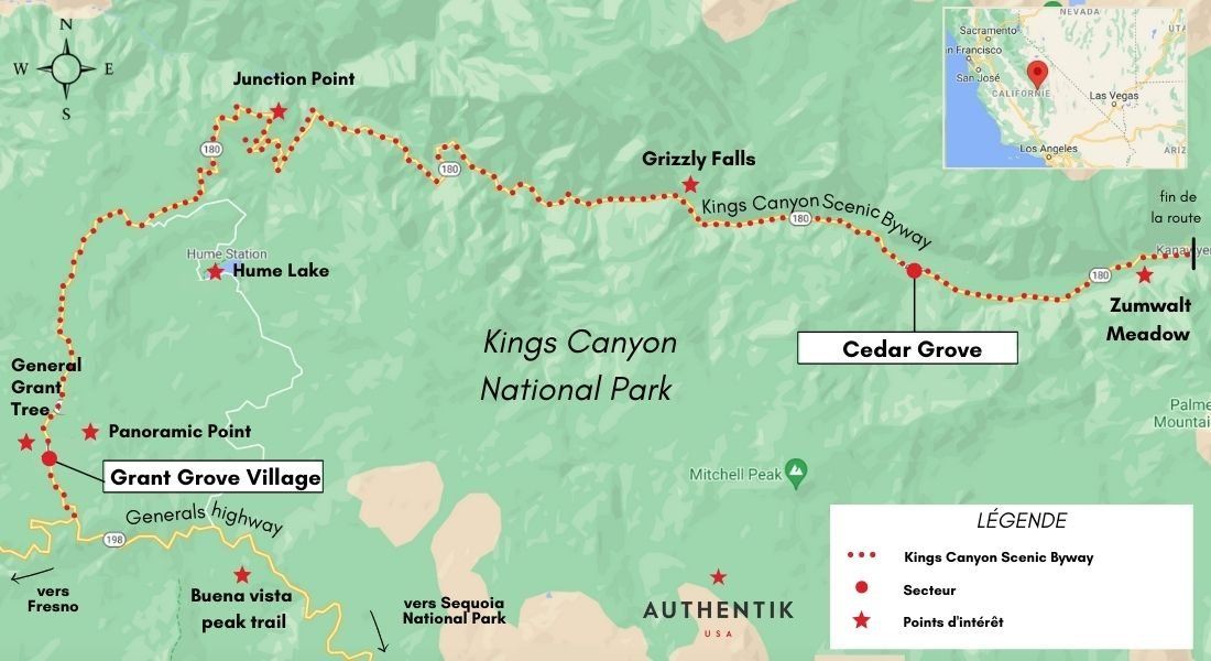 carte de kings canyon usa