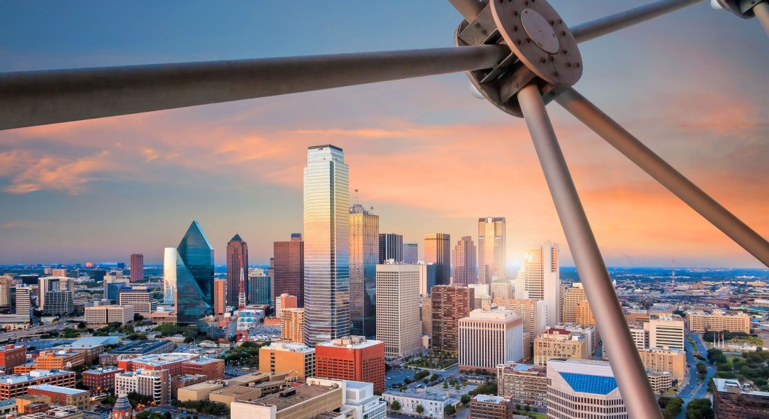 Panorama depuis Reunion Tower, Dallas Vue aérienne de Dallas au Texas