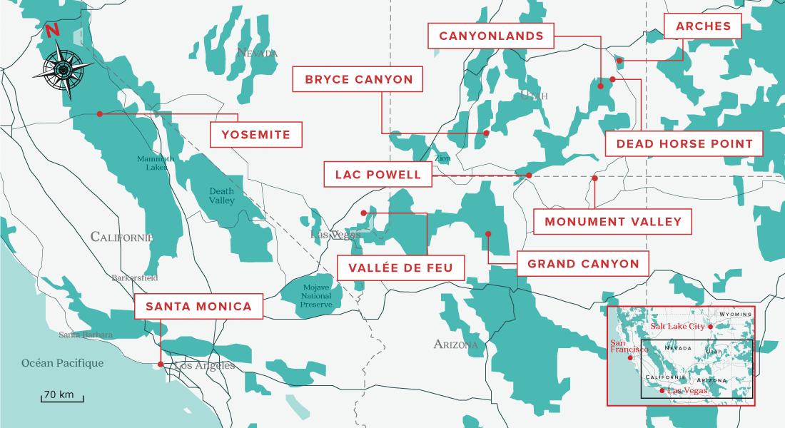 carte plus beaux couchers de soleil USA carte plus beaux couchers de soleil ouest américain