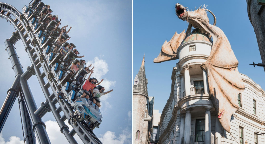 Montagnes russes à Universal Studios à Orlando parcs d’attractions Floride